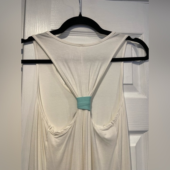 Rachel Kate Size L Cream Aqua Blue Racerback Flowy A Line Tank Top Anchor Print - Picture 2 of 10